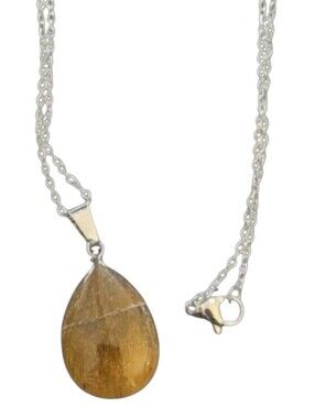 Honey Brown Teardrop Stone Pendant Necklace